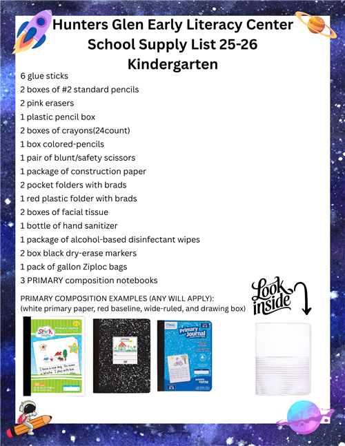 25-26 Kindergarten supply list